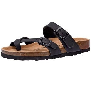 CUSHIONAIRE Women's Luna Cork Footbed Sandal +Comfort